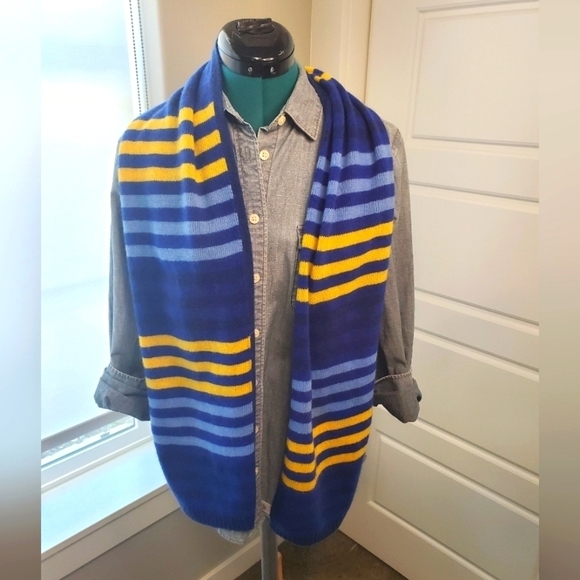 NORDSTROM MEN'S SHOP CASHMERE WOOL BLEND SCARF BLUE YELLOW STRIPE MEN OS - Picture 1 of 10